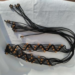 Leather and beads belt